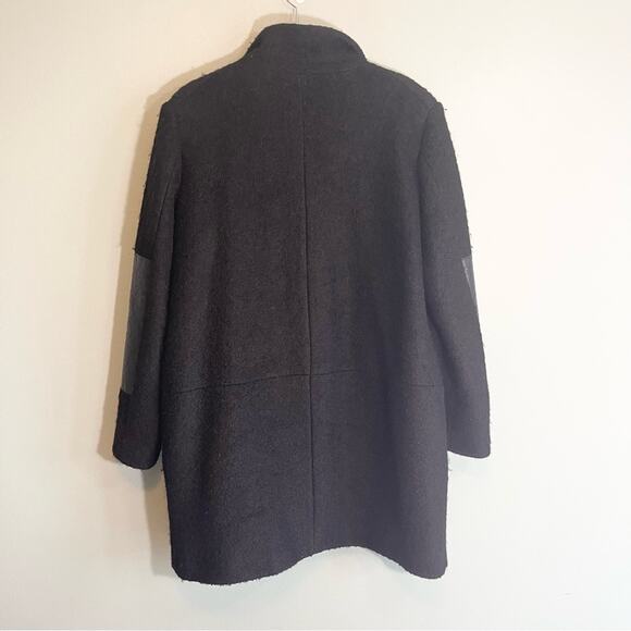 Vince Camuto Faux Leather Trim Wool Blend Boucle Coat Size XL - Picture 15 of 16